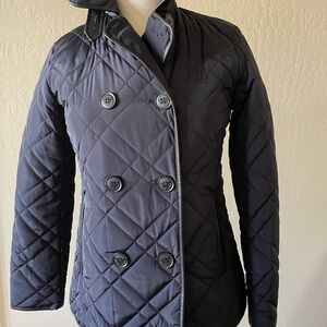 Ralph Lauren Black Label Double-Breasted Leather Trim Jacket